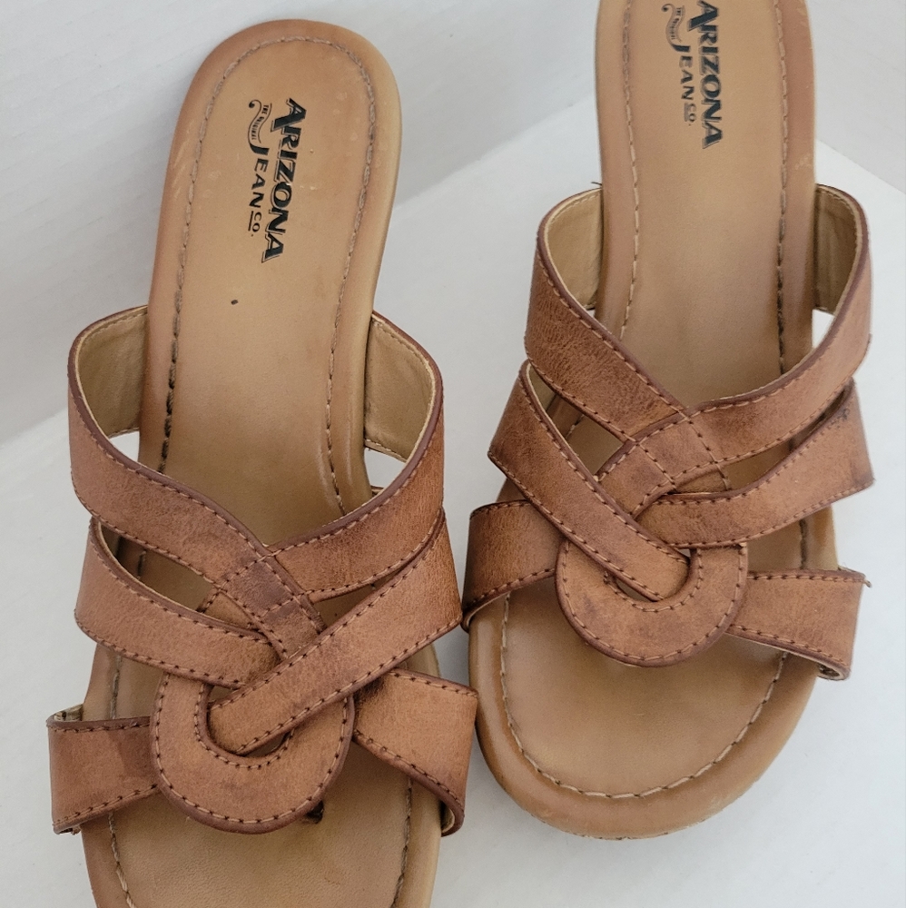 Arizona Jean Co. Wedge Sandals Thong Open Toe